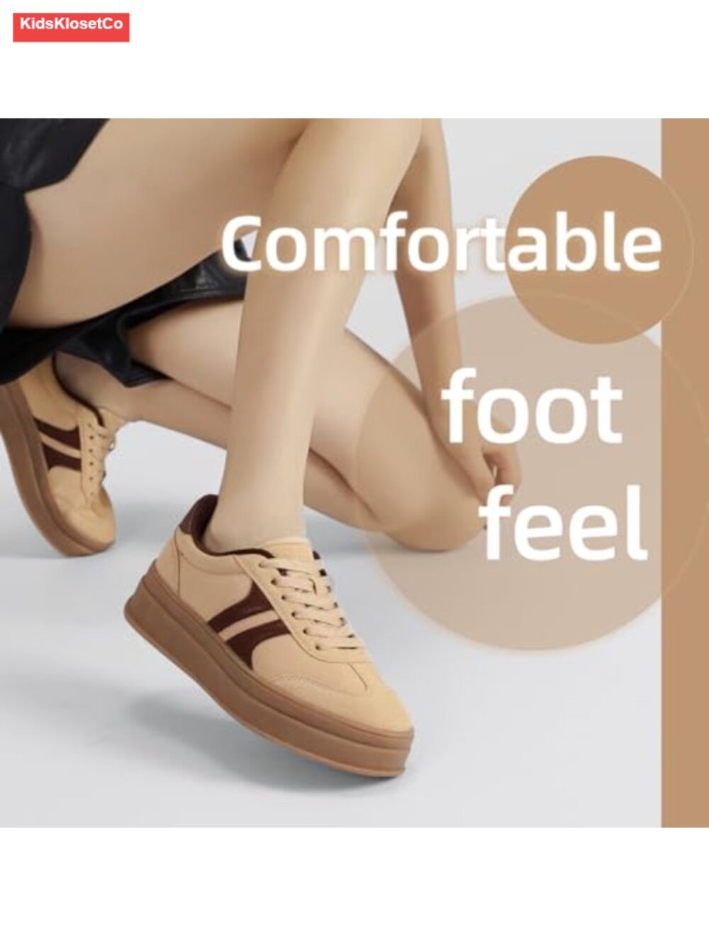 Vintage Suede and Leather Platform Sneakers - Anti-Slip Rubber Sole Lace-Up - Picture 3 of 6
